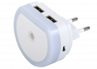 NL-01USB Светильник-ночник с датчик освещ. и зарядное устройство 2 USB порта ФАZA