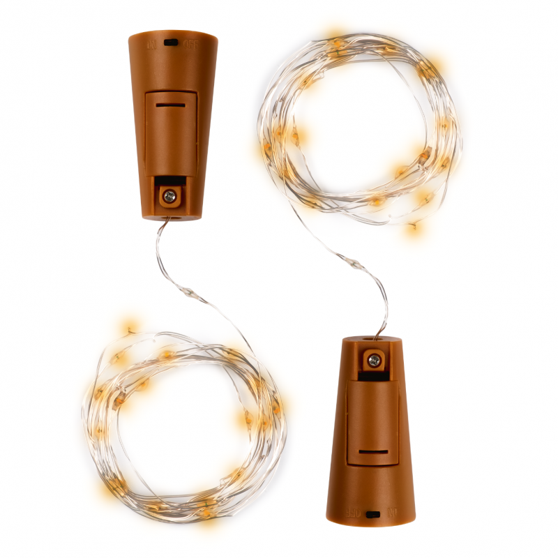 Комплект гирлянд  DC-G04-20YS2, комплект 2 шт., Пробки, желт., 20 LED, 3xAG13