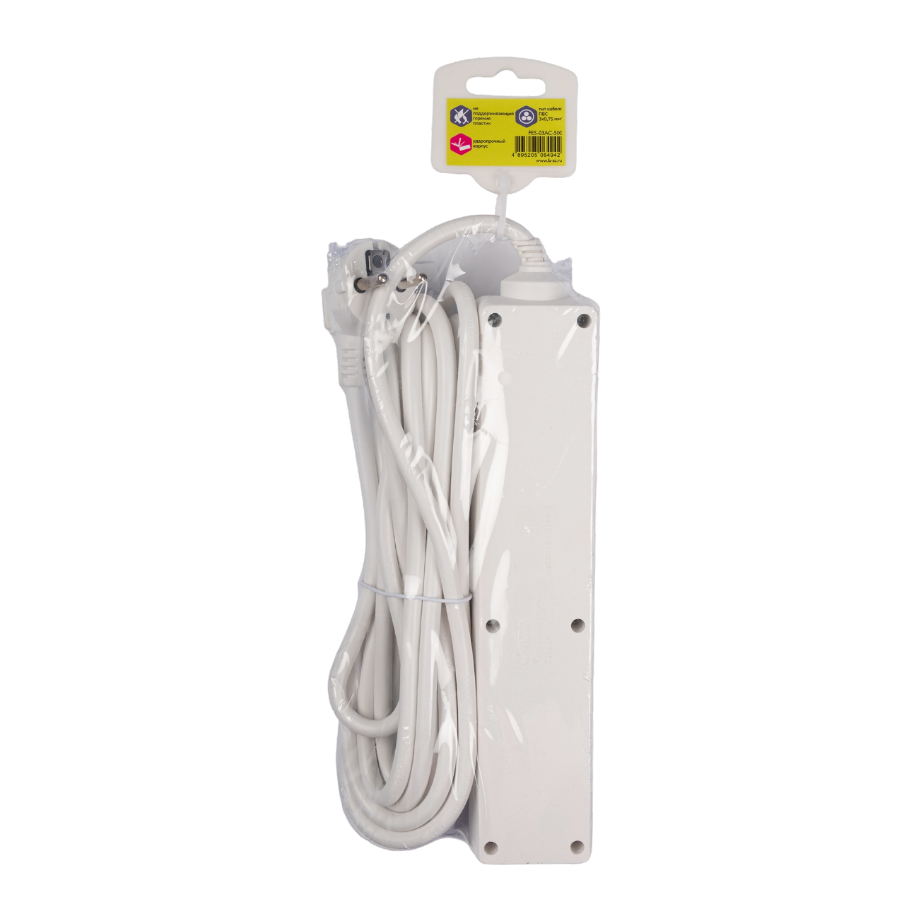 Удлинитель FES-03-500 USB (3 х 5) заземл., выкл. ФАZA