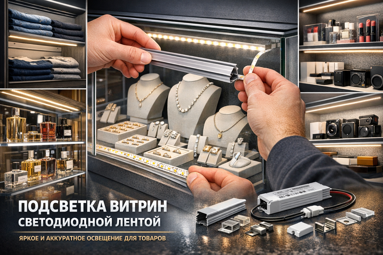 Подсветка витрин светодиодной лентой Подсветка витрин светодиодной лентой