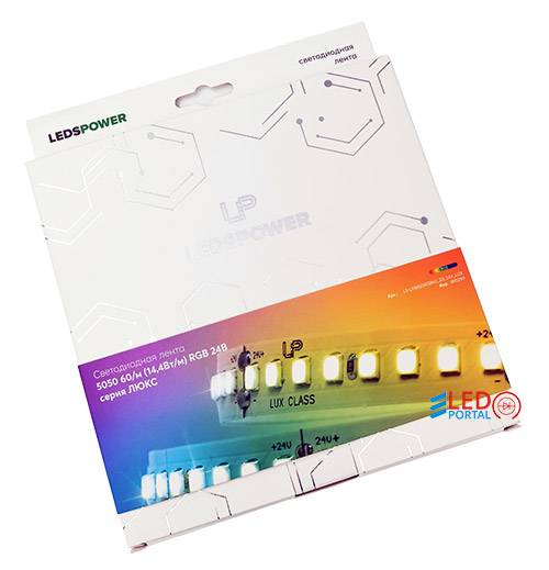 Светодиодная лента 5м, LP 5050/60 RGB LUX IP20 24V 14.4 Вт/м