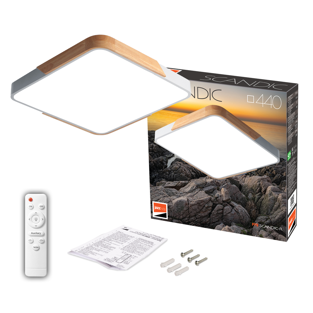 Светильник светодиодный потолочный PPB Scandic-S 72w 3000-6500K WH/W с деревянной планкой(белый) IP20