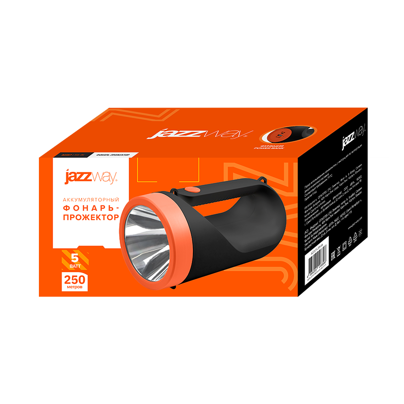 Фонарь-прожектор JAZZway Accu7-L 5W-bk