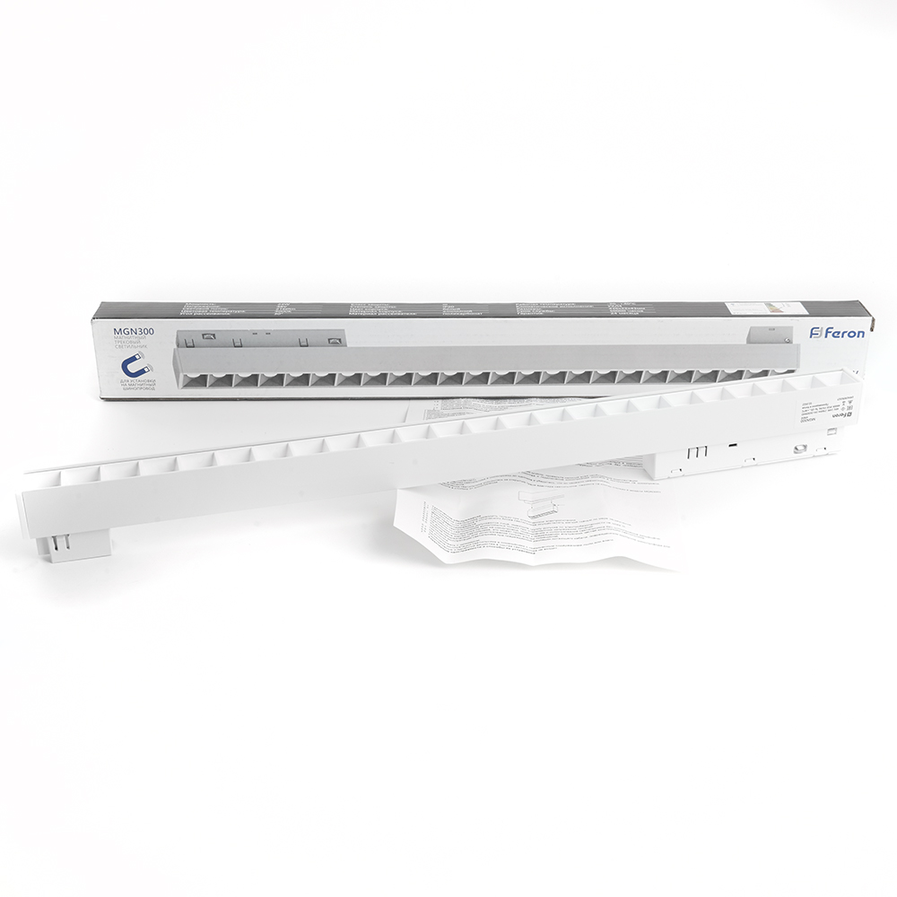 Трековый светодиодный светильник Feron MGN300 24W, 48v, 4000К, 30 градусов, белый серия LensLine