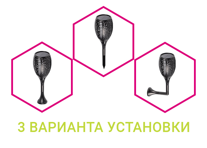 Солнечн. свет-к ФАZА SLR-S06 эффект факела, 72 LED