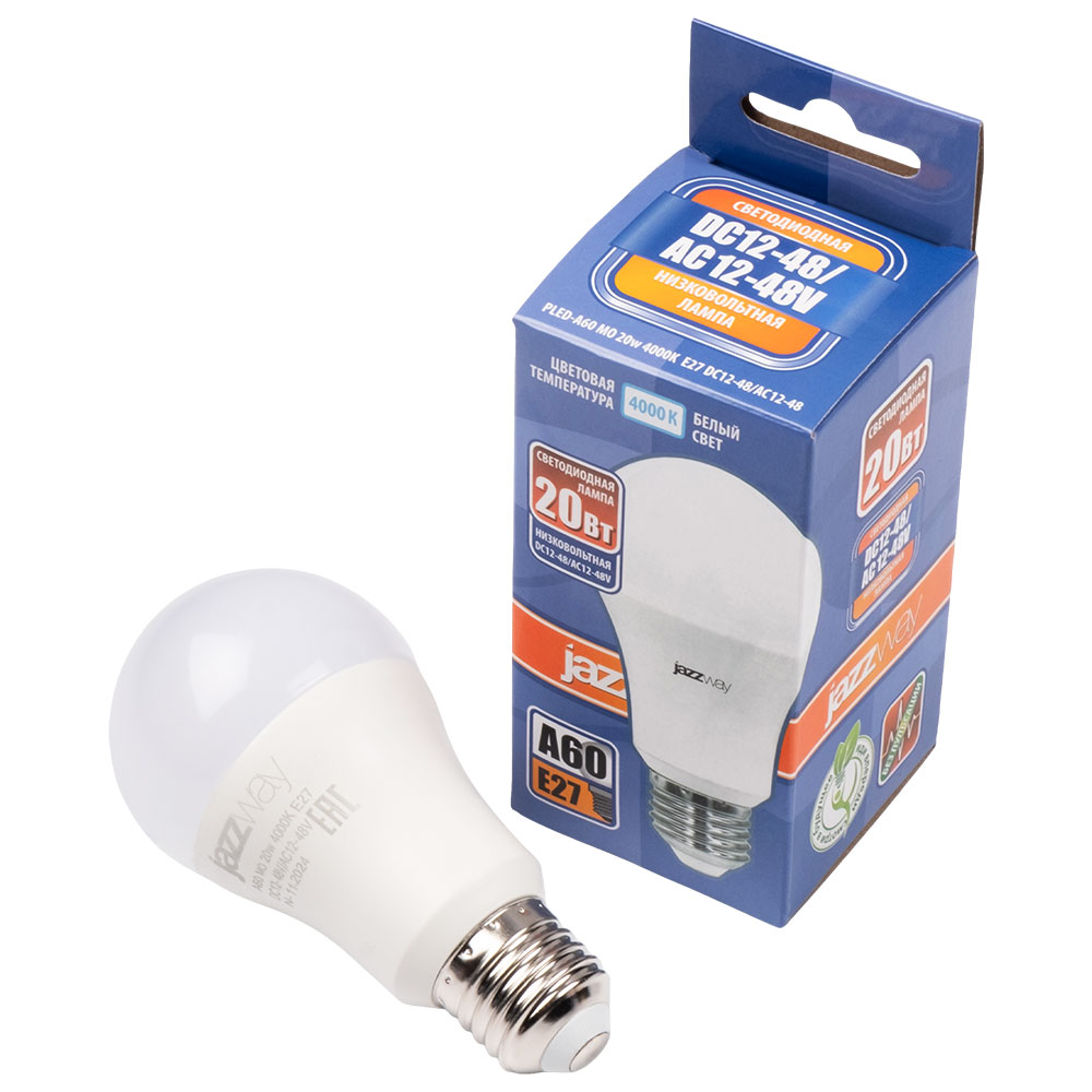 Светодиодная лампа PLED-A60 МО 20w 4000K E27 DC12-48V/AC12-48V