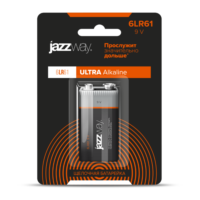6LR6I 9V (алкалин. эл. питания) JazzWay Ultra Alkaline (типа Крона)