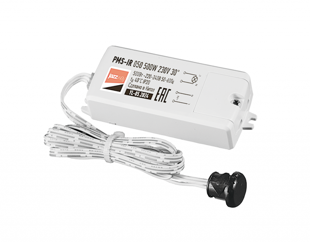 Датчик включения/выключения света PMS-IR 050 500W 230V 30° WH IP20 Jazzway