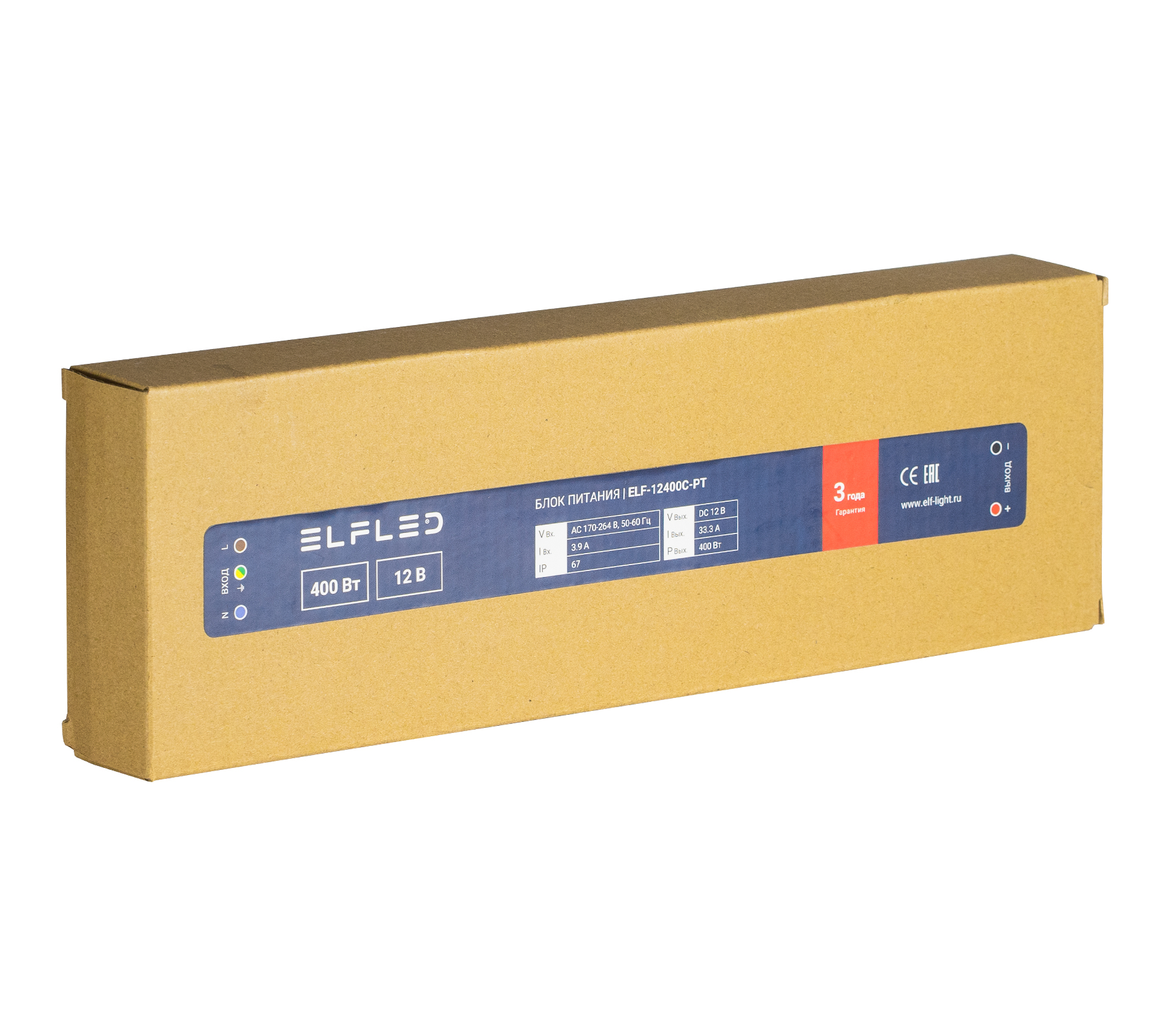 Блок питания ELF-12400C-PT 400W IP67 12V 33.4A влагоз.