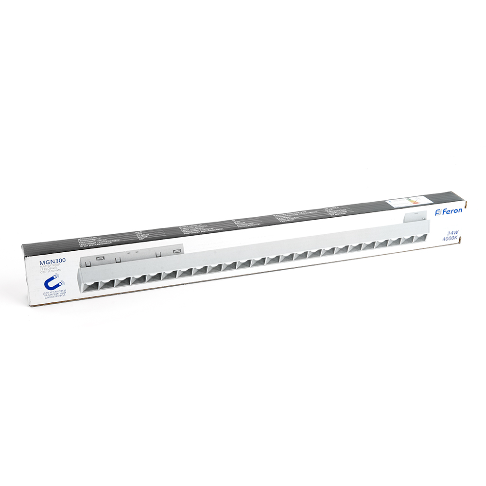 Трековый светодиодный светильник Feron MGN300 24W, 48v, 4000К, 30 градусов, белый серия LensLine