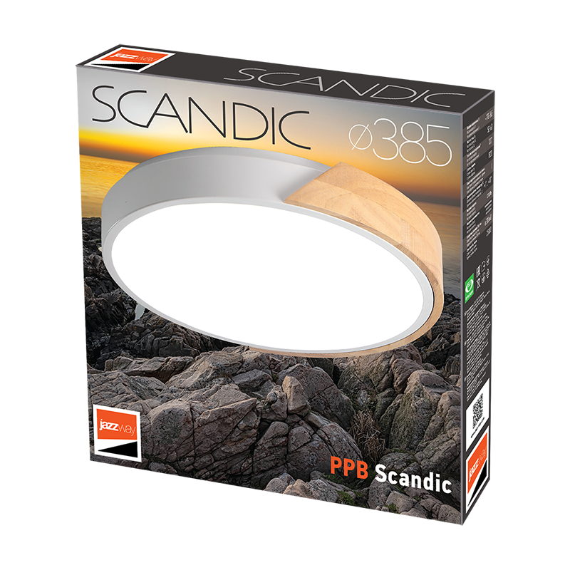 Светильник светодиодный потолочный PPB Scandic-R 36w 4000K GR/W  с деревянной планкой(серый) IP20