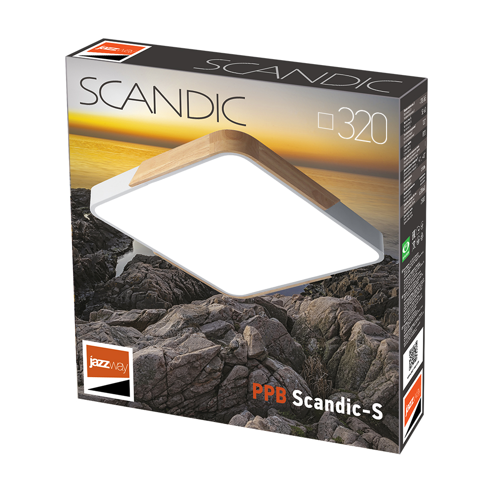 Светильник светодиодный потолочный PPB Scandic-S 24w 4000K WH/W с деревянной планкой(белый) IP20