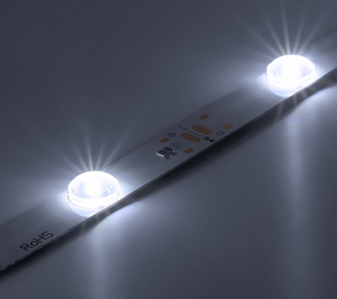 Светодиодная линейка фронтальная 12SMD2835, 12В, с линзами, 6500-7000K