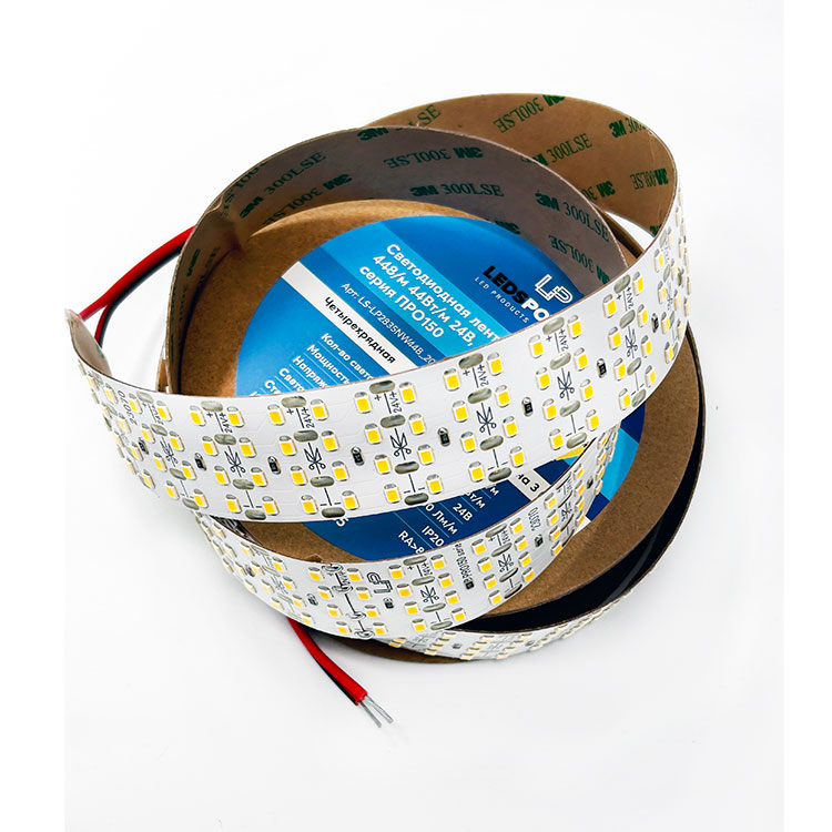 Светодиодная лента 3м LP 2835/448 WW (2700-3200K) IP20 ПРО150 24V 4-рядная 44 Вт/м