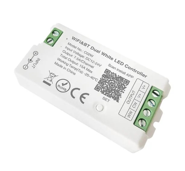 Контроллер CCT LP-C02W-15A WiFi Tuya 15A без пульта DC 12-24V