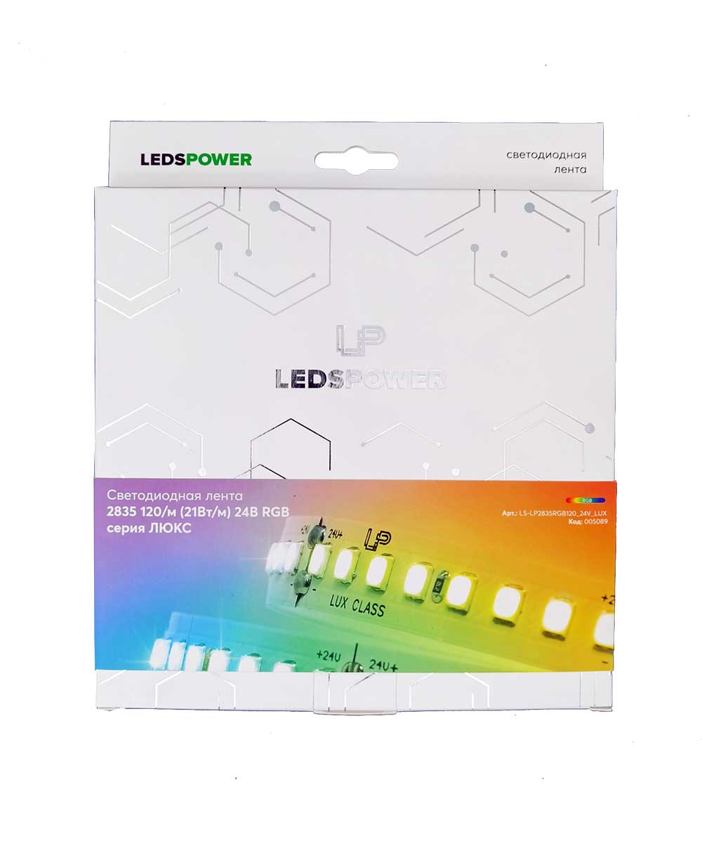 Светодиодная лента 5м, LP 2835/120 RGB IP20 24V LUX 21 Вт/м
