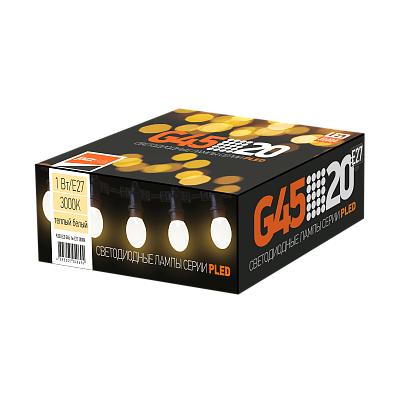 Светодиодная лампа PLED-ECO-G45 1w E27 3000K Jazzway