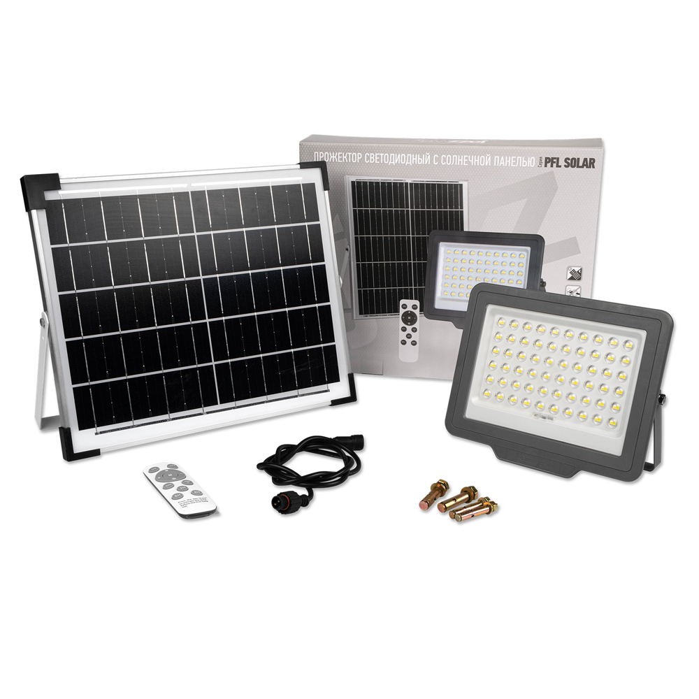 Прожектор на СОЛНЕЧНОЙ БАТАРЕЕ PFL SOLAR 50 6500K IP65 480Лм