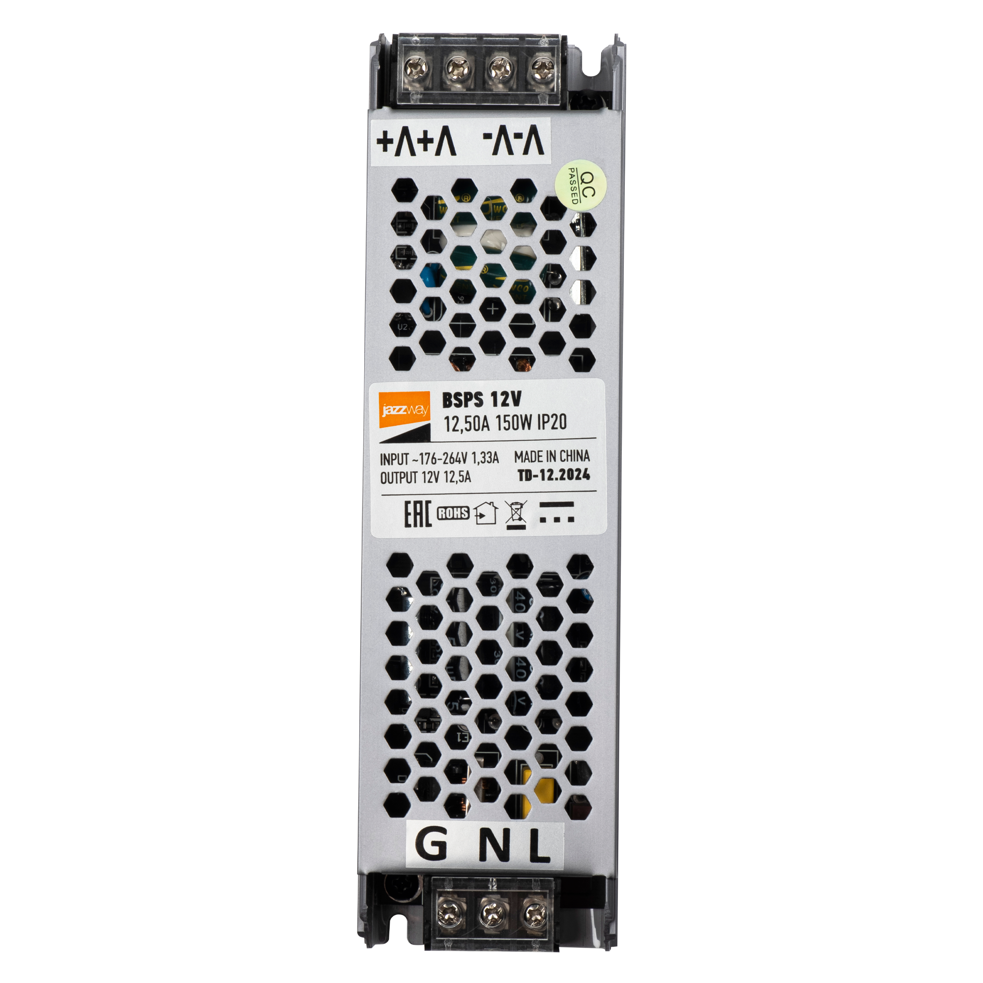 Блок питания BSPS-2 150W-12V IP20 2г.гарант. 180-50-23мм 12,5A JazzWay