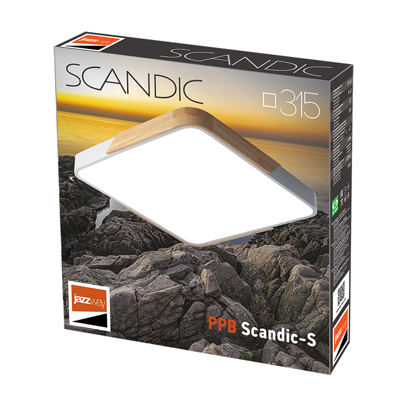 Светильник светодиодный потолочный PPB Scandic-S 24w 4000K GR/W с деревянной планкой(серый) IP20