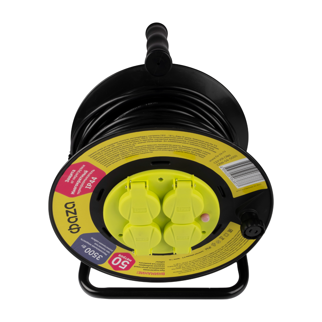 Удлинитель CRW-04-5000 (Катушка, 4 х 50) IP44, заземл. Фaza