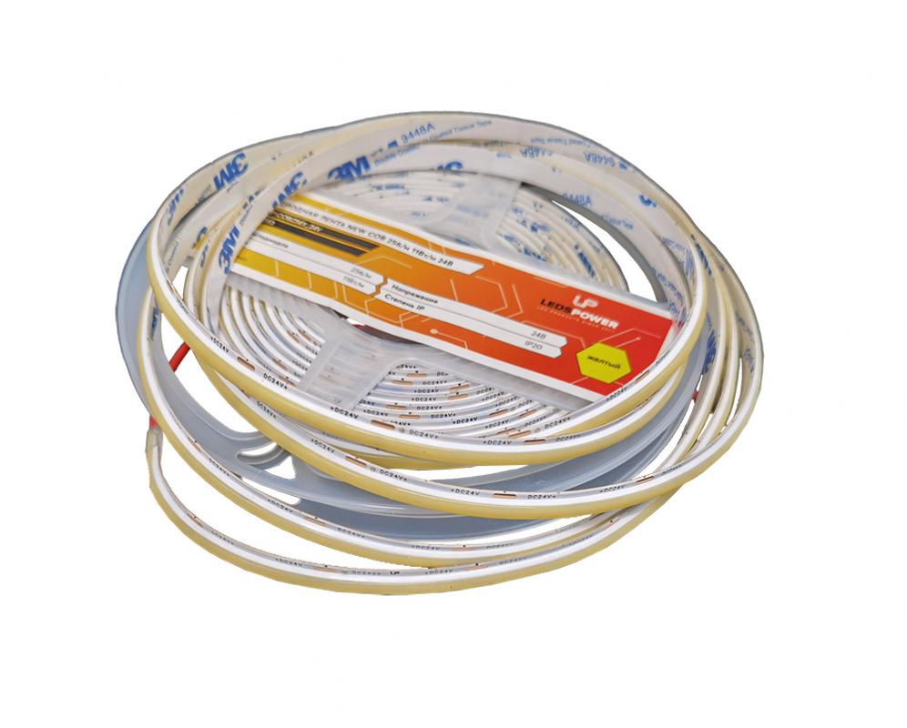 Светодиодная лента 5м, LP COB 256/m Желтая 24V 11W/m 8мм