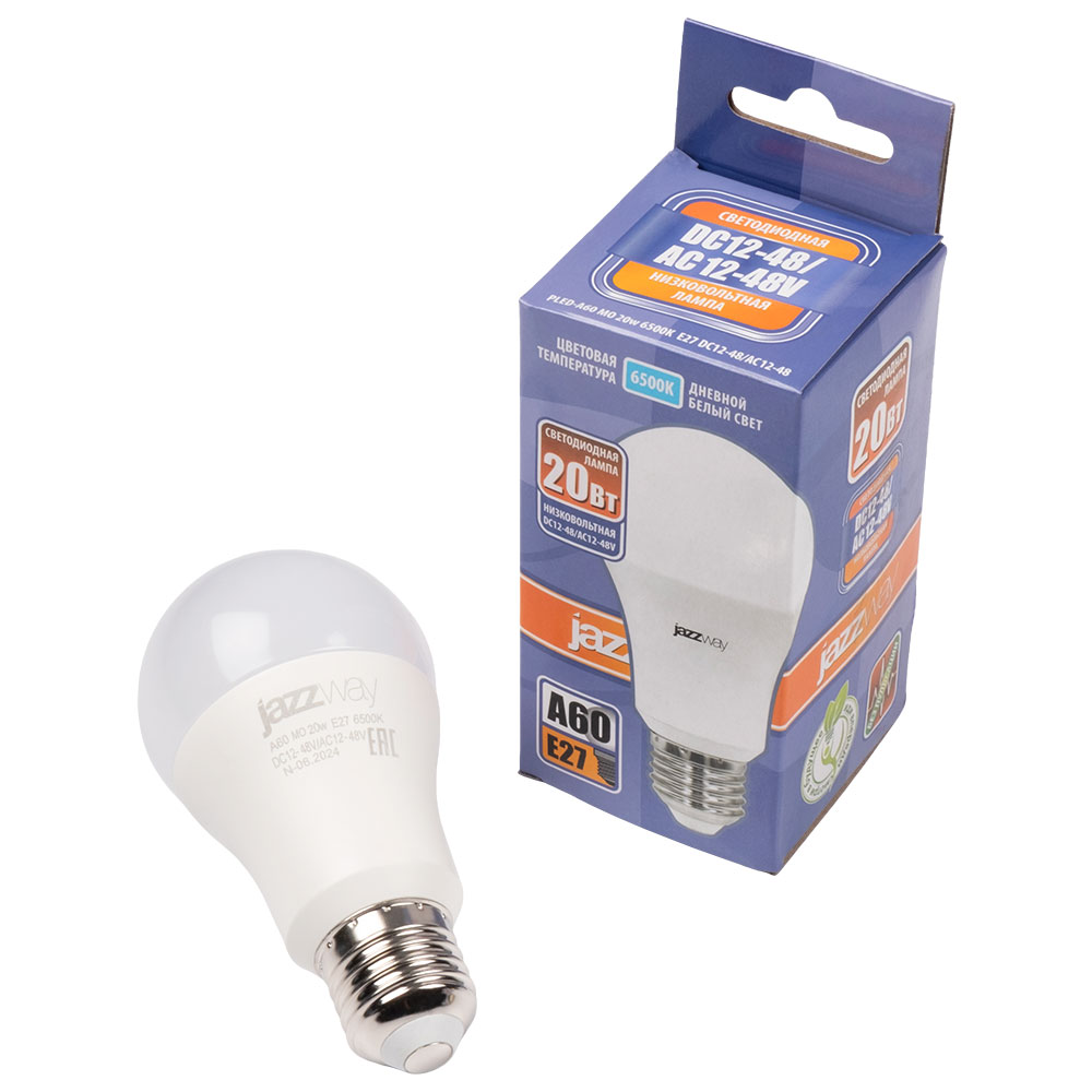 Светодиодная лампа PLED-A60 МО 20w 6500K E27 DC12-48V/AC12-48V