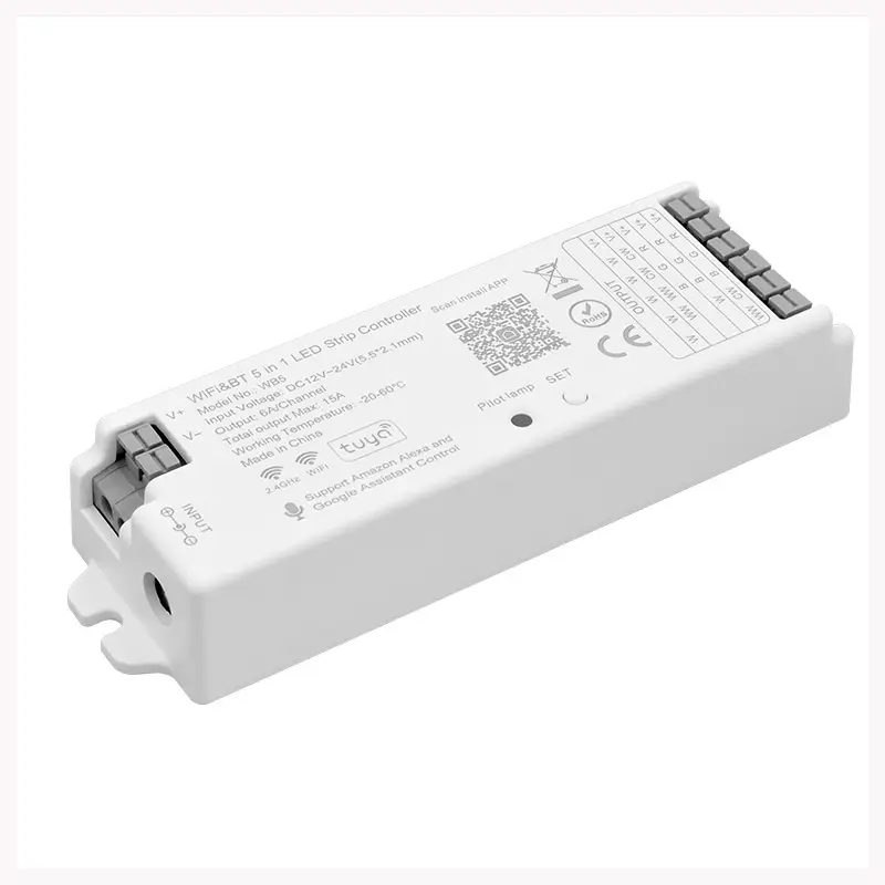 Контроллер 5в1 LP-WB5-15A Одноцв.,CCT,RGB,RGBW,RGB+CCT RF WiFi Tuya DC12-24V