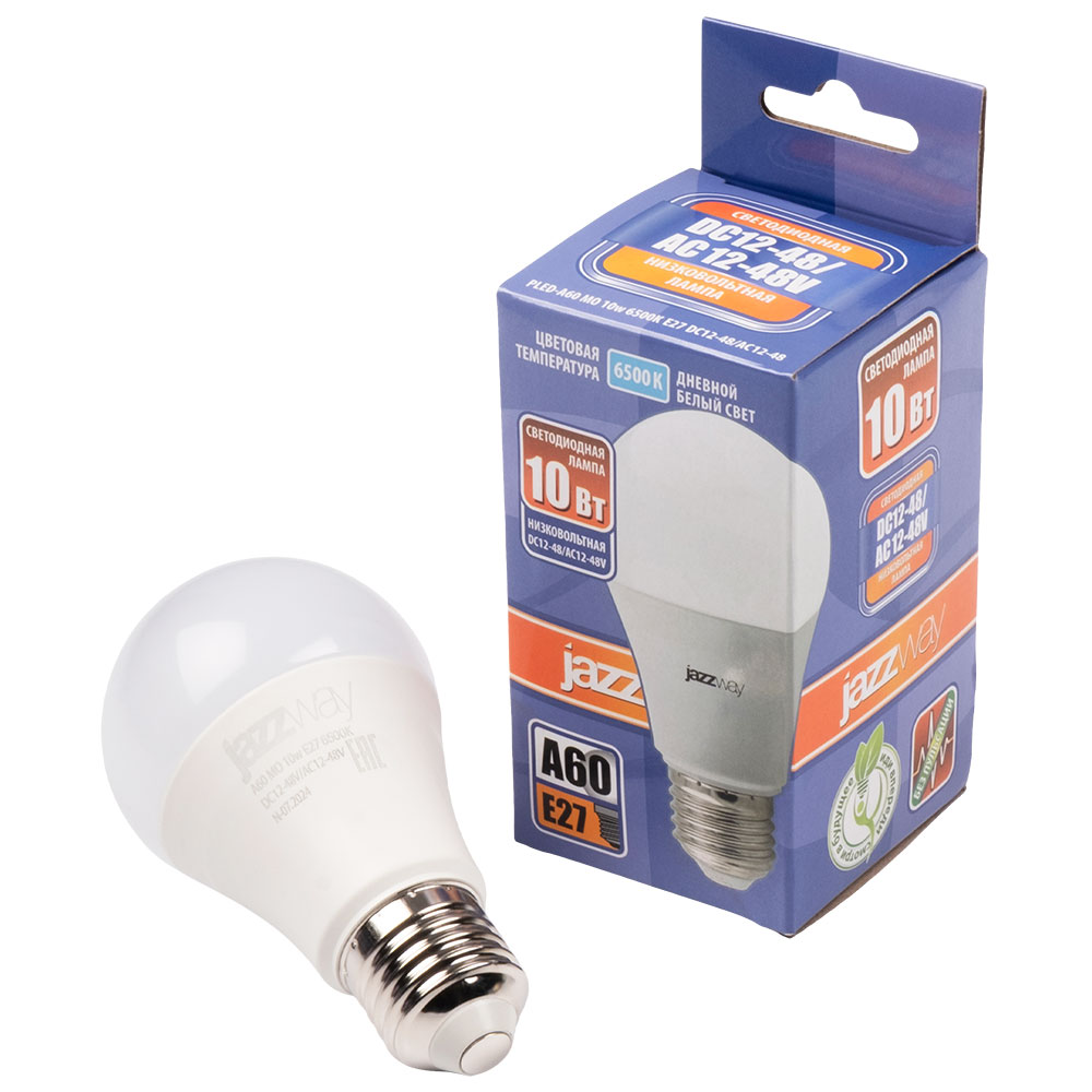 Светодиодная лампа PLED-A60 МО 10w 6500K E27 DC12-48V/AC12-48V