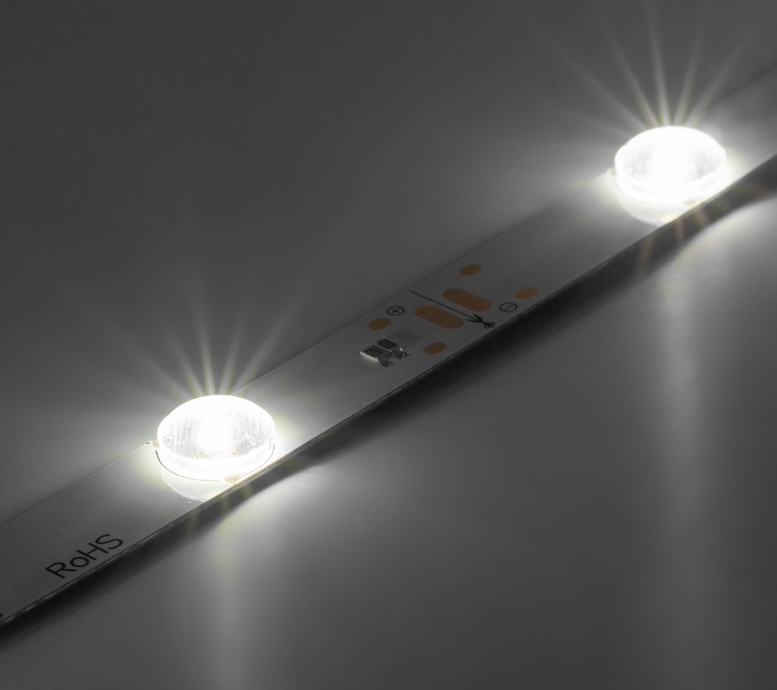 Светодиодная линейка фронтальная 12SMD2835, 12В, с линзами, 4.3Вт, белый 6500-7000К