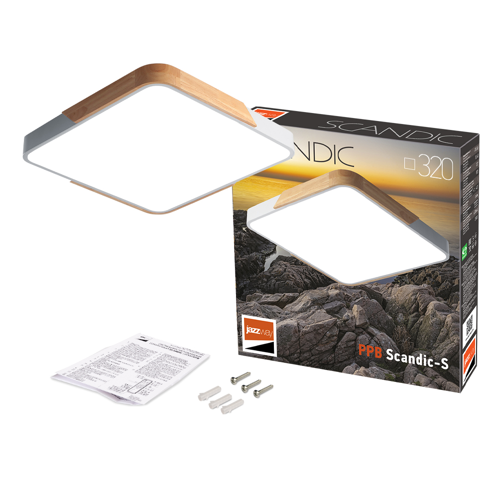 Светильник светодиодный потолочный PPB Scandic-S 24w 4000K WH/W с деревянной планкой(белый) IP20