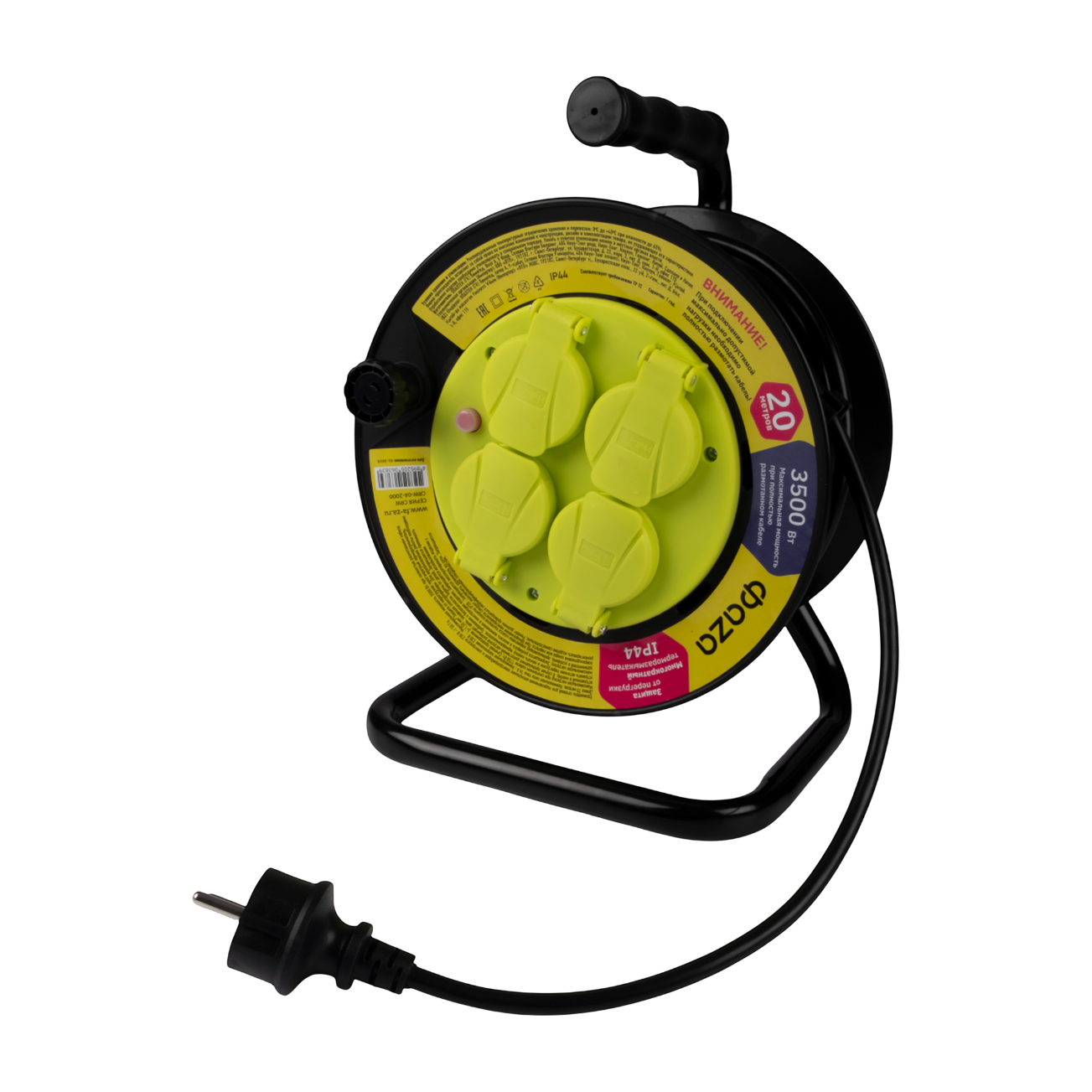Удлинитель CRW-04-2000 (Катушка, 4 х 20) IP44, заземл. Фaza