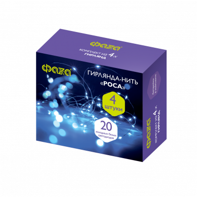 Комплект гирлянд  DC-G05-20WS4, комплект 4 шт., бел., 20 LED, 2xCR2032          
