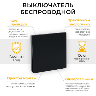 Выключатель дистанционного управления одноклавишный TM81, черный