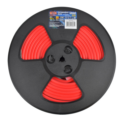 Светодиодная гибкая герметичная лента ULS-N11-2835-120LED/m-8mm-IP67-DC24V-10W/m-15M-RED предназначена для декоративной архитектурной подсветки, праздничного украшения зданий, создания рекламных вывесок, светящихся букв и фигур и других дизайнерских решен