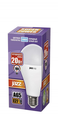 Светодиодная лампа Е27  Светодиодная лампа PLED-SP A65 20W 5000K E27 JazzWay, цена 109.88 руб с доставкой по всей России, интернет магазин Led Portal